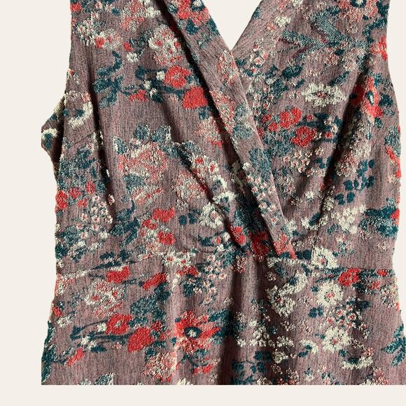 Maeve Anthropologie Gray Jacquard Floral Print Sleeveless Midi Dress Size 14 - Picture 6 of 12